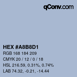 Color code: HEX #A8B8D1 | qconv.com