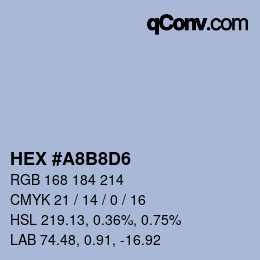 Color code: HEX #A8B8D6 | qconv.com