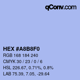カラーコード: HEX #A8B8F0 | qconv.com