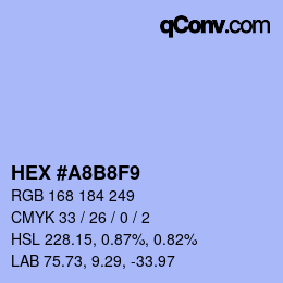 Color code: HEX #A8B8F9 | qconv.com