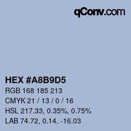 Color code: HEX #A8B9D5 | qconv.com