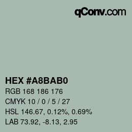 Color code: HEX #A8BAB0 | qconv.com