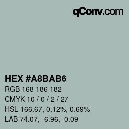 Color code: HEX #A8BAB6 | qconv.com