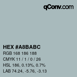 Color code: HEX #A8BABC | qconv.com