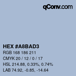 Color code: HEX #A8BAD3 | qconv.com