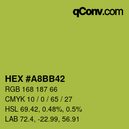 Code couleur: HEX #A8BB42 | qconv.com