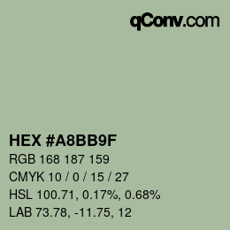 Color code: HEX #A8BB9F | qconv.com