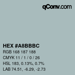 Color code: HEX #A8BBBC | qconv.com