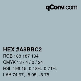 Color code: HEX #A8BBC2 | qconv.com