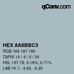 颜色代码: HEX #A8BBC3 | qconv.com