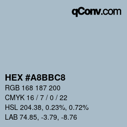 颜色代码: HEX #A8BBC8 | qconv.com