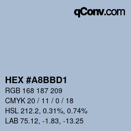 Color code: HEX #A8BBD1 | qconv.com