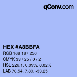 Color code: HEX #A8BBFA | qconv.com