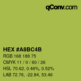 Color code: HEX #A8BC4B | qconv.com
