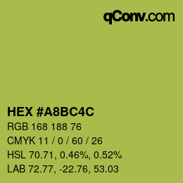 Color code: HEX #A8BC4C | qconv.com