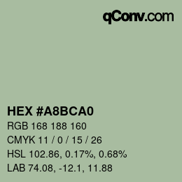 Código de color: HEX #A8BCA0 | qconv.com
