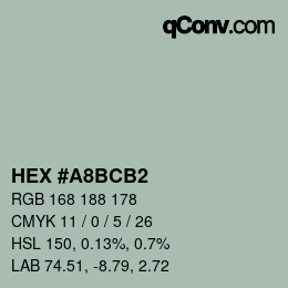 Color code: HEX #A8BCB2 | qconv.com