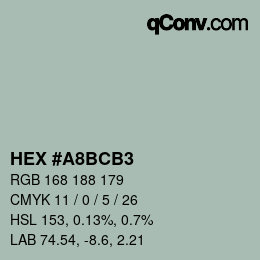 Color code: HEX #A8BCB3 | qconv.com