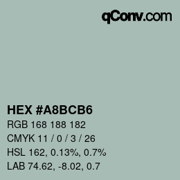 颜色代码: HEX #A8BCB6 | qconv.com
