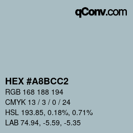 Color code: HEX #A8BCC2 | qconv.com