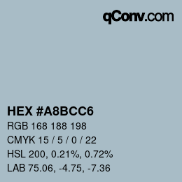 Color code: HEX #A8BCC6 | qconv.com