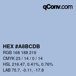 Color code: HEX #A8BCDB | qconv.com