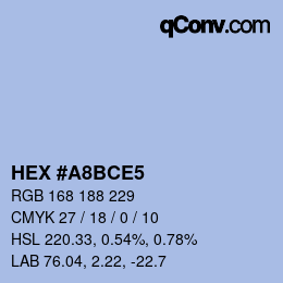 カラーコード: HEX #A8BCE5 | qconv.com