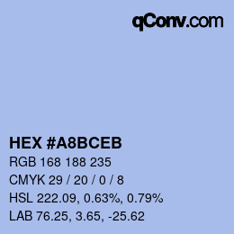 Color code: HEX #A8BCEB | qconv.com