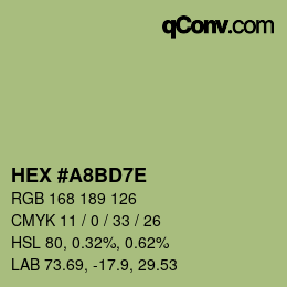 Color code: HEX #A8BD7E | qconv.com