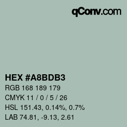 Color code: HEX #A8BDB3 | qconv.com