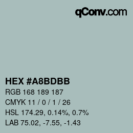 Color code: HEX #A8BDBB | qconv.com