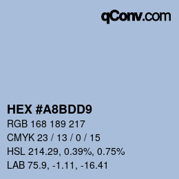 Farbcode: HEX #A8BDD9 | qconv.com