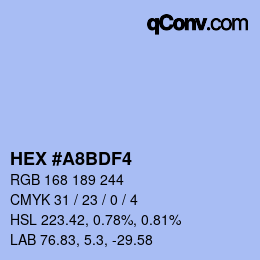 Color code: HEX #A8BDF4 | qconv.com