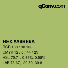 Color code: HEX #A8BE6A | qconv.com