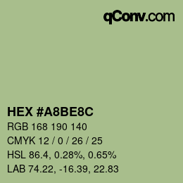 Color code: HEX #A8BE8C | qconv.com