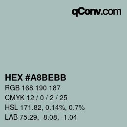 Color code: HEX #A8BEBB | qconv.com