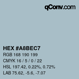 Color code: HEX #A8BEC7 | qconv.com