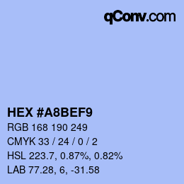 Color code: HEX #A8BEF9 | qconv.com