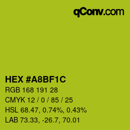 Color code: HEX #A8BF1C | qconv.com