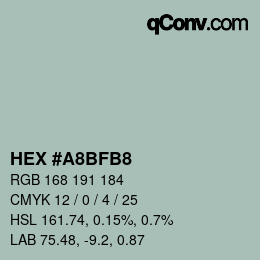 Color code: HEX #A8BFB8 | qconv.com