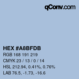 Color code: HEX #A8BFDB | qconv.com