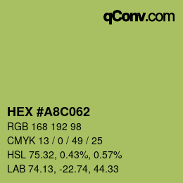 Color code: HEX #A8C062 | qconv.com