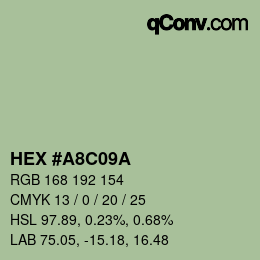 カラーコード: HEX #A8C09A | qconv.com