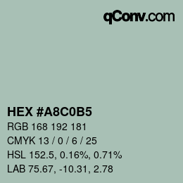 カラーコード: HEX #A8C0B5 | qconv.com