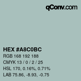 カラーコード: HEX #A8C0BC | qconv.com