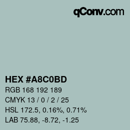 Color code: HEX #A8C0BD | qconv.com