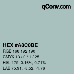 Color code: HEX #A8C0BE | qconv.com