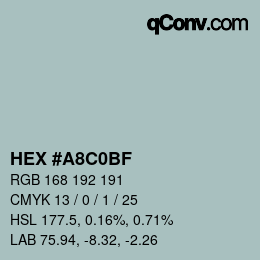 Color code: HEX #A8C0BF | qconv.com