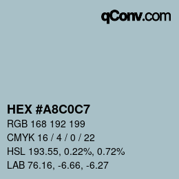 カラーコード: HEX #A8C0C7 | qconv.com