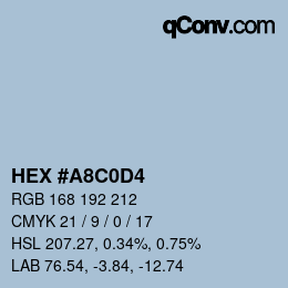 Farbcode: HEX #A8C0D4 | qconv.com